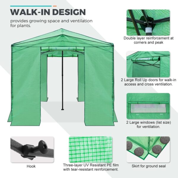 e7c319c7918c42efbf7b3256351cb6e1 EAGLE PEAK 6×4 Portable Walk-in Greenhouse, Pop-up Indoor Outdoor Garden Green House, Zippered Door and Windows, PE Cover, White