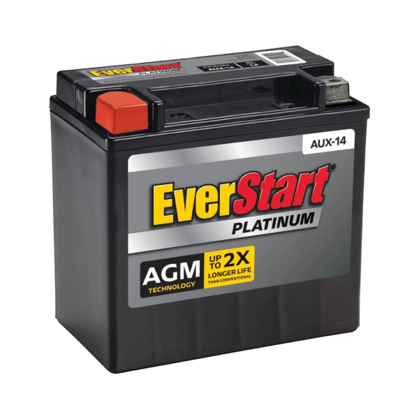 e7e8a092f6d04fd2b3f92226d9cf38fd EverStart Platinum BOXED AGM Battery, Group Size AUX 14 12 Volt, 200 CCA