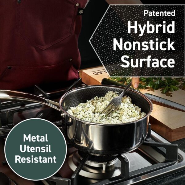 HexClad Hybrid Nonstick 6-Piece Pot Set with 2 Silicone Trivets, 2, 3, and 8-Quart Pots with Tempered Glass Lids, Stay-Cool Handles, Dishwasher-Friendly, Induction-Ready, Compatible with All Cooktops