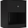 3-Pc Scandinavian Design Engineered Wood Bedroom Furniture Set with 3-Drawer Chest & 6-Drawer Double Dresser & 1-Drawer Nightstand, Pewter Plastic Handles, Smooth Plastic Glides, in Black
