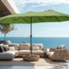 15ft Patio Umbrella Double-Sided Outdoor Market Extra Large Umbrella with Crank, Umbrella Base Included (Dark Red)