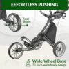 3Wheel Golf Push Cart - Golf Trolley Foldable Collapsible Lightweight Pushcart with Foot Brake - Easy to Open & Close