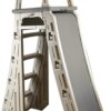 Confer Plastics 7200 Roll Guard 48′′ to 56′′ Adjustable A Frame Safety Ladder for Above Ground Outdoor Patio Swimming Pool Platform Ladder with Step Barrier, Warm Grey...
