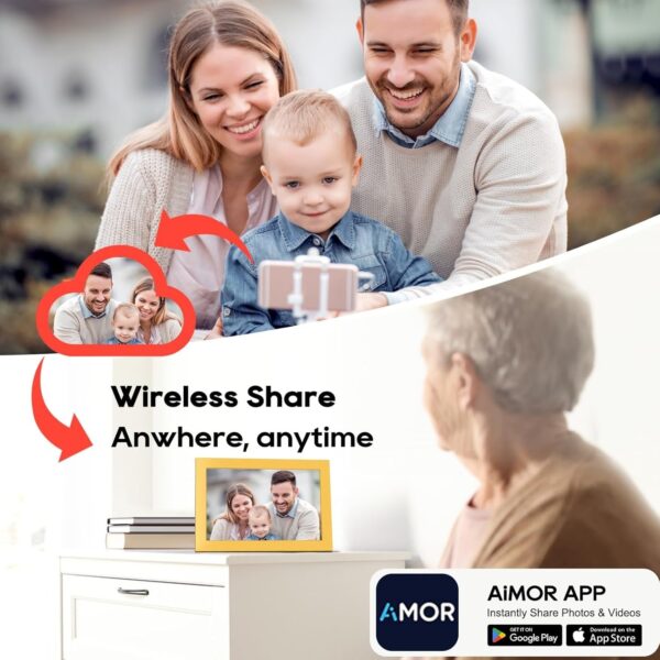 15.6′′ Digital Picture Frame, 64GB 1920 x 1080 IPS Touch Screen Electronic Photo Frame, Pre-Load Photo Gift Mode Without Open Package, Auto-Rotate, Wall/Table Mountable, App Share Photos, Black