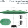 15ft Patio Umbrella Double-Sided Outdoor Market Extra Large Umbrella with Crank, Umbrella Base Included (Dark Red)