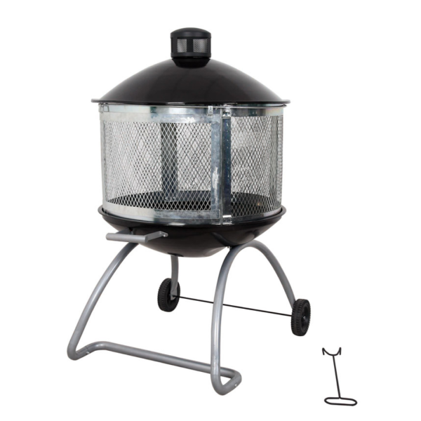 Living Accents 28 in. W Porcelain/Steel Round Wood Fire Pit
