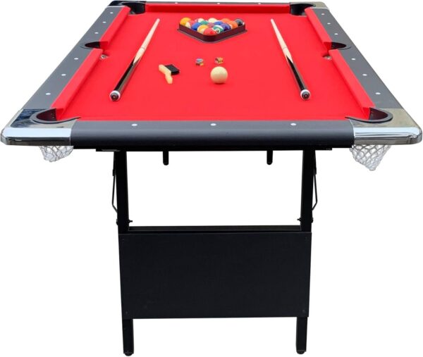 e99ff4182b594cb7ae96648546766cd2 Hathaway Fairmont 6 Ft Portable Pool Table, Adults Folding Billiards Tables for Game Room with Easy Foldable Storage, Includes Full Set of Billiard Balls, Cues, Chalk & Brush
