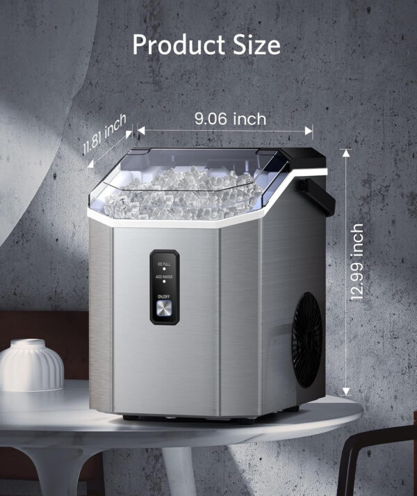 Nugget Ice Makers Countertop, Pebble Ice Makers with Soft Chewable Ice, Ready in 6 Mins, 35lbs/24H, One-Click Operation, Self Cleaning, Portable Ice Maker Machine for Home/Kitchen/RV/Camping