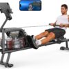 Magnetic/Water Rowing Machine 350 LB Weight Capacity – Foldable Rower for Home Use with Bluetooth, App Supported, Tablet Holder and Comfortable Seat Cushion