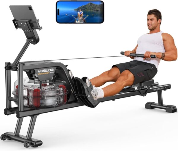 ea576bd103b6466ebeb39643d8c3f882 Magnetic/Water Rowing Machine 350 LB Weight Capacity – Foldable Rower for Home Use with Bluetooth, App Supported, Tablet Holder and Comfortable Seat Cushion