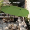 15ft Patio Umbrella Double-Sided Outdoor Market Extra Large Umbrella with Crank, Umbrella Base Included (Dark Red)