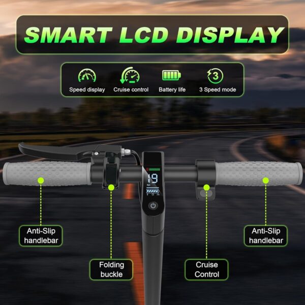 Electric Scooter – 8.5′′ Solid Tires, 350W Motor, Up to 19 MPH and 21-23 Miles Long-Range Portable Foldable Commuting Scooter for Adults with Double Braking System and App