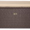 Outdoor Storage Bench Rattan Style Deck Box Wicker Patio Furniture Water Resistance w/Seat Cushion, 60-Gallon, Brown