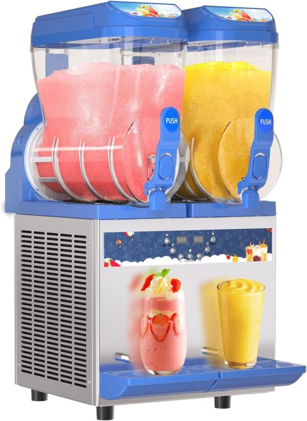 Commercial Slushy Machine – 1000W 30L Tanks Slush Maker Machine 304 Stainless Steel Commercial Margarita Machines Efficient Cooling the Ideal Slushie Maker for Bars Cafes Restaurants