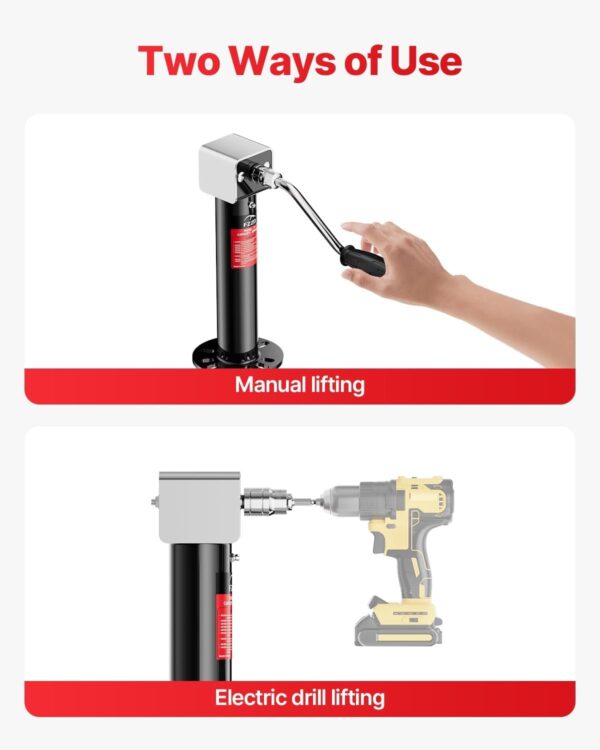 eb74c6dd24274991b2e0c3df6b5be843 5000 lbs A-Frame Trailer Jack, 23′′ Vertical Travel, 20-24V Cordless Drill Compatible, Adjustable Drop Leg, for Utility, Yacht (Black)