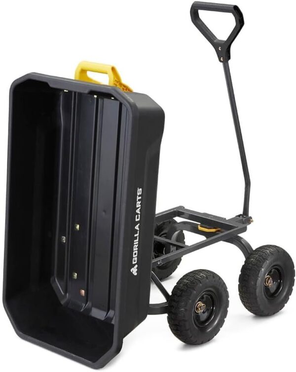 eb9f2c1376334237b83bae83cc44cd59 7GCG-NF Heavy-Duty Poly Dump Garden Cart with No-Flat Tires, 7 Cubic Feet, 1200-Pound Capacity, Black, Amazon Exclusive
