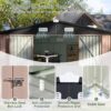 Aoxun 6.2×4 FT Shed Outdoor Storage Shed Metal Garden Shed with Lockable Doors & Slooping Roof Tool Shed Bike Shed for Backyard, Patio, Poolside (Brown)
