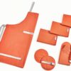 Linen Set – Apron, Pot Holders, Oven Mitts, & Tea Towels – 100% Organic Cotton – Durable, Machine Washable