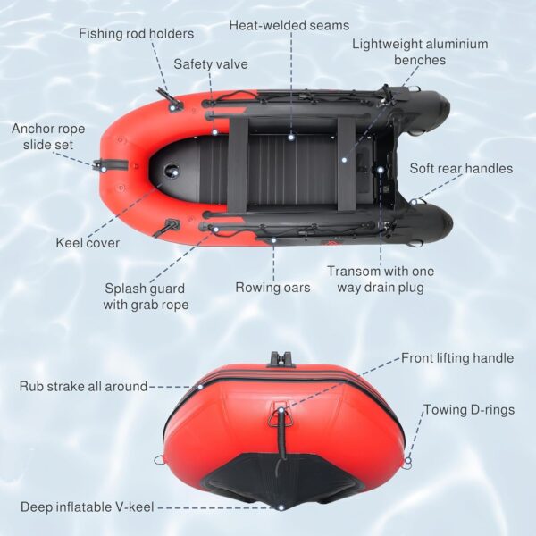ebfdada5f2524ddaa16dc58666d90bff Inflatable Boat | Yacht Dinghy Tender Raft | Multi Person Fishing Boat | Aluminum Floor Oars | Fishing Rod Holders | Heavy-Duty PVC | 2024 Model |