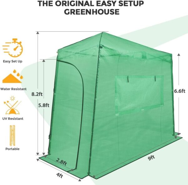 ec6df102200d4983b44f13f82fd07d8b EAGLE PEAK 6×4 Portable Walk-in Greenhouse, Pop-up Indoor Outdoor Garden Green House, Zippered Door and Windows, PE Cover, White