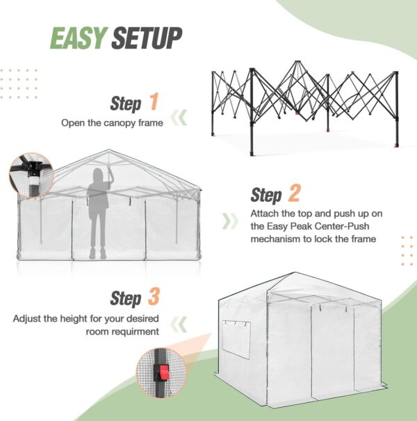 ec915ba394514a858cafd1823ebb4307 EAGLE PEAK 6×4 Portable Walk-in Greenhouse, Pop-up Indoor Outdoor Garden Green House, Zippered Door and Windows, PE Cover, White