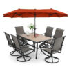 8 Pieces Patio Dining Set with Umbrella,Outdoor Furniture Set with 6 Sling Dining Swivel Chairs