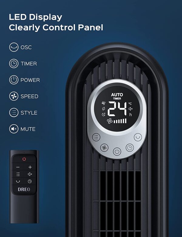 ed328fd0ebaa427b8c05b07646b0d9d2 106cm Tower Fan with Remote. Floor Fan Oscillating 90 Powerful Fan 6 Speeds. Quiet Bladeless Cooling Fan