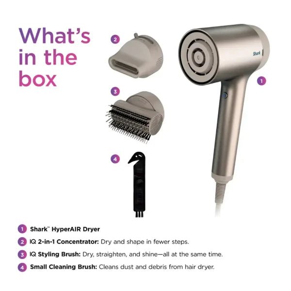 edfe2656b8c7427ab7e925eff230f7d4 Shark HyperAir Hair Blow Dryer with IQ 2-in-1 Concentrator Styling Brush Attachments Stone