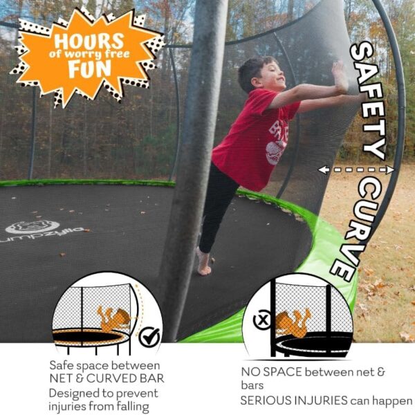 JUMPZYLLA Trampoline 8FT 10FT 12FT 14FT 15FT 16FT Trampoline with Enclosure – Recreational Trampolines with Ladder and AntiRust Coating, ASTM Approval Outdoor Trampoline for Kids
