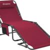 Adjustable 4-Position Folding Chaise Lounge Chair with Pillow Pocket, Supports 265lbs