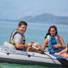 INTEX Excursion Inflatable Boat Series: Includes Deluxe 54in Boat Oars and High-Output Pump – SuperTough PVC – Adjustable Seats with Backrest – Fishing Rod Holders – Welded Oar Locks