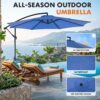 9.8FT Offset Patio Umbrella Hanging Cantilever Umbrella Outdoor Sun Shade with Easy Tilt Adjustment, 8 Ribs, UV Protection for Backyard, Lawn, Garden and Pool, Blue