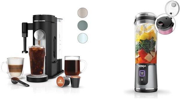 Ninja Pod & Grounds Specialty Single-Serve Coffee Maker, K-Cup Pod Compatible, Brews Grounds, Compact Design, Built-In Milk Frother, 56-oz. Reservoir, 6-oz. Cup to 24-oz. Mug Sizes, Stone, PB051ST