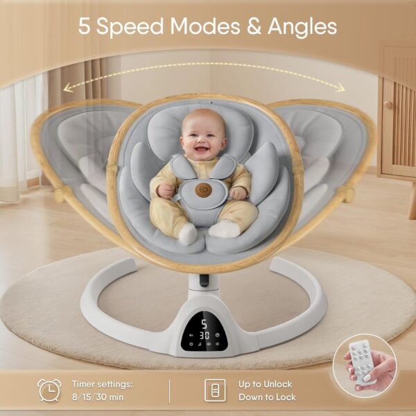 efdb9821b78a4b8696e2e671ba2f66db Baby Swings for Infants, Bluetooth Infant Swing with Music Speaker with 3 Seat Positions, 5 Speeds and Remote Control – Portable Baby Swing for Indoor and Outdoor (White)