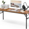 TEMI Small Computer Desk Folding Table – 35.8′′ Foldable Office Desk, No Assembly, Perfect for Small Spaces in Bedroom, Dorm, or Apartment, Portable Mini Desk or Study Table with Compact Design, Brown