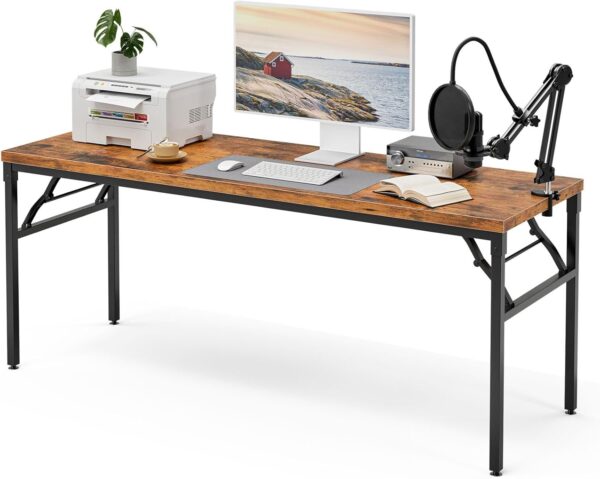 TEMI Small Computer Desk Folding Table – 35.8′′ Foldable Office Desk, No Assembly, Perfect for Small Spaces in Bedroom, Dorm, or Apartment, Portable Mini Desk or Study Table with Compact Design, Brown