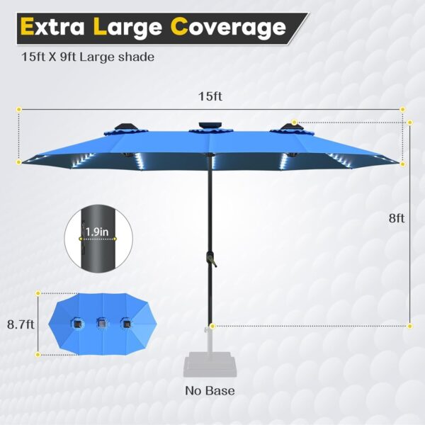 f07c766fd20c48e8839142b5985bb818 15ft Patio Umbrella with Solar Lights, Large Double Umbrella Outdoor, Rectangle 180”x106” Umbrellas with 156 PCS LED Lights and Crank Handle for Backyard Deck Pool Shade in Black(1.9′′ Pole)