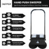 Walk-Behind Outdoor Hand Push Floor Sweeper – 5.25 Gallon Capacity – 25.5′′ Sweeping Width – Sweeps up to 27,900 ft2 / Hour, Grey