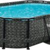 Funsicle 167 by 98 by 39.5 Inches Oasis Designer Oval Frame Outdoor Above Ground Swimming Pool Pool Set with Accessories, Dark Herringbone Gray