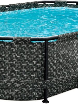 Funsicle 167 by 98 by 39.5 Inches Oasis Designer Oval Frame Outdoor Above Ground Swimming Pool Pool Set with Accessories, Dark Herringbone Gray