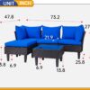 Patio Furniture Set 4 Pieces Outdoor Rattan Chair Wicker Sofa Garden Conversation Bistro Sets for Yard (Brown)