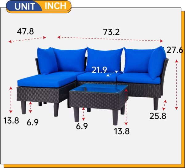 Patio Furniture Set 4 Pieces Outdoor Rattan Chair Wicker Sofa Garden Conversation Bistro Sets for Yard (Brown)