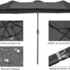 15ft Patio Umbrella with Solar Lights, Large Double Umbrella Outdoor, Rectangle 180”x106” Umbrellas with 156 PCS LED Lights and Crank Handle for Backyard Deck Pool Shade in Black(1.9′′ Pole)