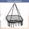 Hammock Chair Macrame Hanging Swing with Cushion,Hanging Cotton Ropes, Metal Frame, 450 lbs Capacity Indoor Outdoor, Patio, Balcony, Living,Deck, Yard, Garden(Double Swing) Beige