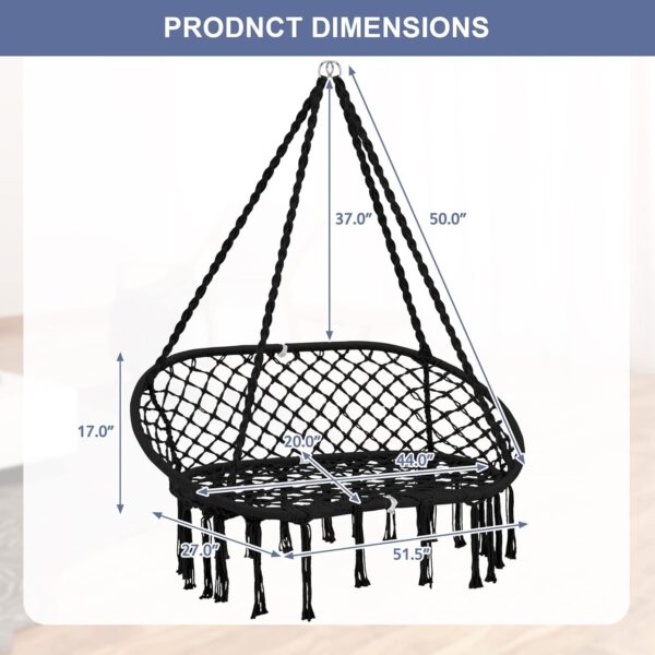f182dc5365954a00aead354f41c8a2ca Hammock Chair Macrame Hanging Swing with Cushion,Hanging Cotton Ropes, Metal Frame, 450 lbs Capacity Indoor Outdoor, Patio, Balcony, Living,Deck, Yard, Garden(Double Swing) Beige