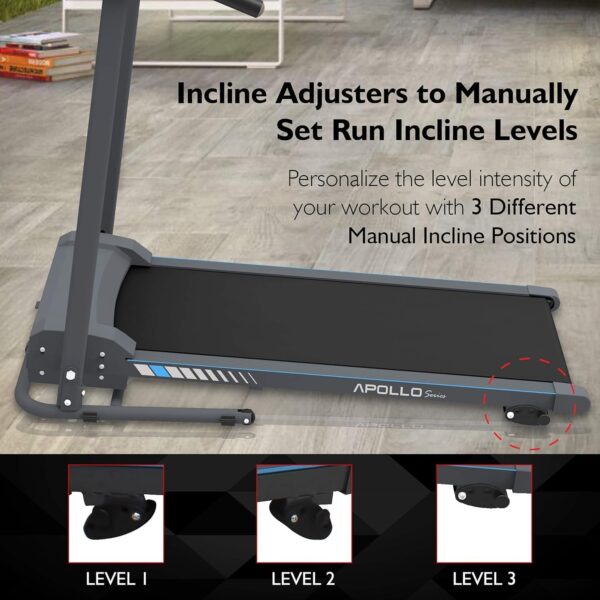 SereneLife Folding Treadmill – Foldable Home Fitness Equipment with LCD for Walking & Running – Cardio Exercise Machine – Preset and Adjustable Programs – Bluetooth Connectivity