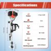 2.3HP 2 Stroke Outboard Motor, 52cc Marine Boat Motor with Air Cooling System, Manual Pull Start for Fishing Boats Water Motor Tools, CDI Ignition System, 3-Blade Propeller, Anti-Vortex Baffle