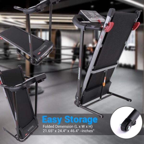 SereneLife Folding Treadmill – Foldable Home Fitness Equipment with LCD for Walking & Running – Cardio Exercise Machine – Preset and Adjustable Programs – Bluetooth Connectivity