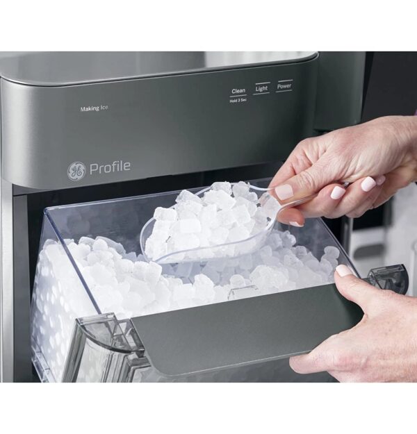Countertop Nugget Ice Maker | Ice Machine with WiFi Connectivity | Smart Home Kitchen Essentials | Black Stainless