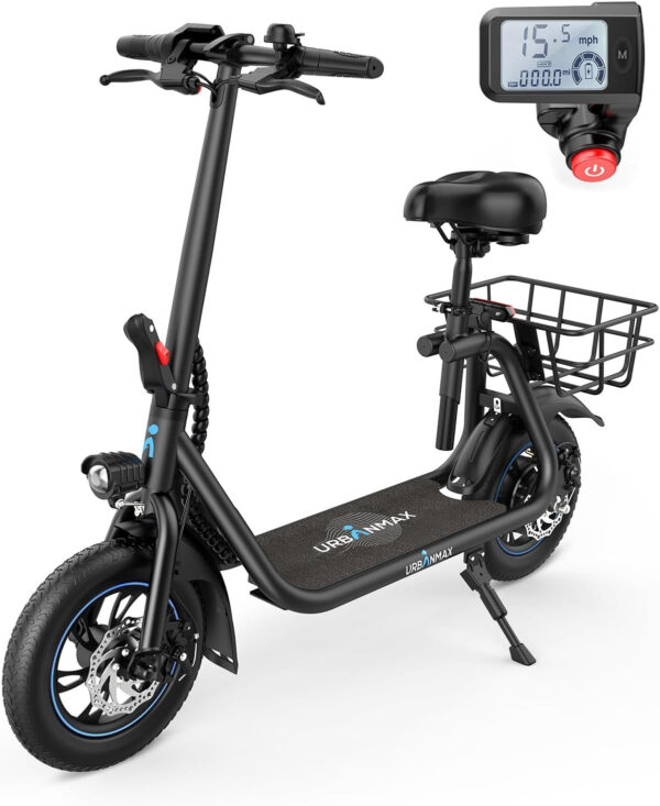 f2526165917045919c6ff0783b28607e URBANMAX C1 Electric Scooter with Seat, 450W Powerful Motor up to 22 Miles Range